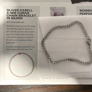 Oliver Cabell 4-MM Cuban Chain Bracelet in Silver. Brand new!
